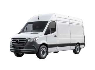 White Cargo Delivery Van Side View - Realistic PNG