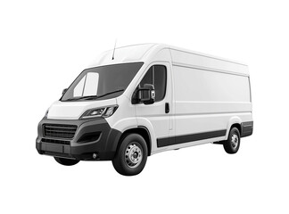 White Cargo Delivery Van Side Angle View - Realistic PNG Cutout
