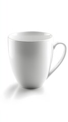 Minimalistic White Coffee Cup on White Background