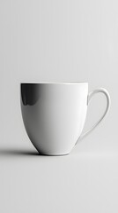Minimalistic White Coffee Cup on White Background