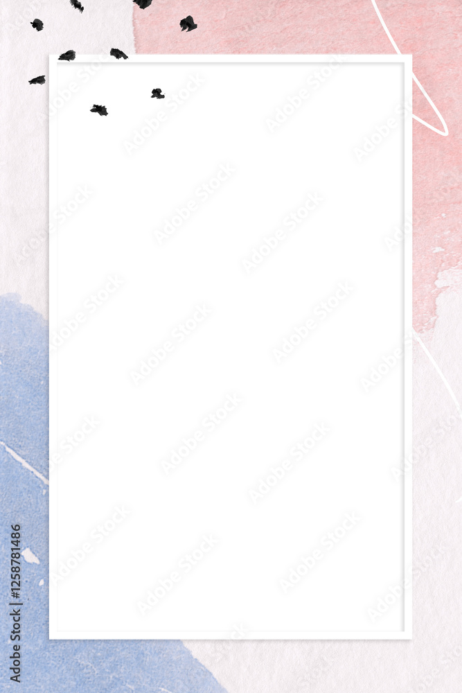 Poster rectangle frame on memphis watercolor pattern background
