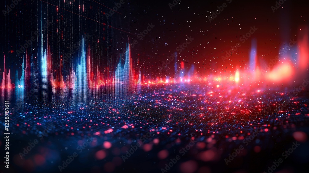 Poster this image showcases a stunning visual representation of sound waves in vibrant colors, illustrating