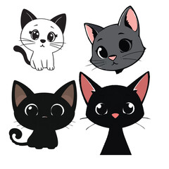 Hand Drawn cute cat in doodle style