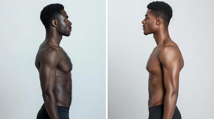 Before And After Profile View Of A Muscular Man