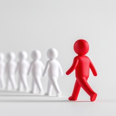 red figure leading white figures