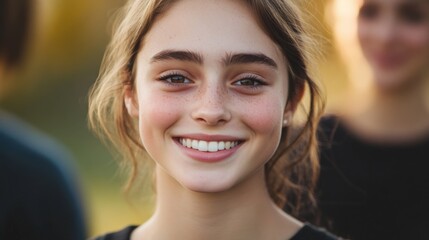 smiling young woman with freckles
