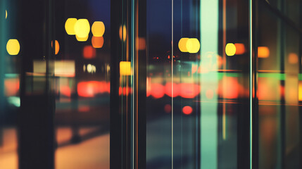 A cyberpunk-inspired glass structure with modern lights, ideal for futuristic tech themes in marketing