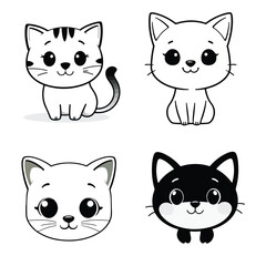 Hand Drawn cute cat in doodle style