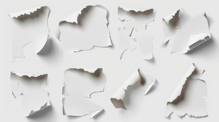 Fototapeta premium set of torn paper on white background