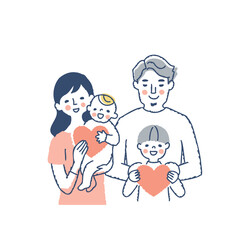 一緒にハートを持っている家族　　上半身