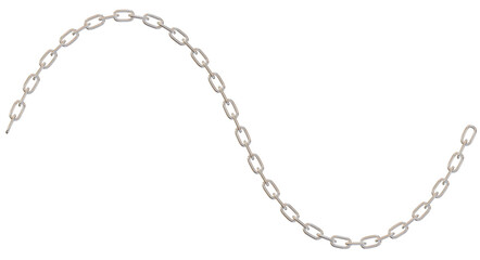 A link of silver chains in a curve.