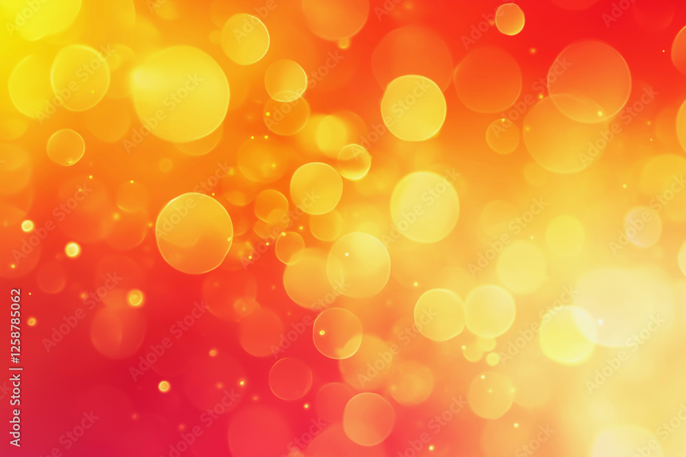 Poster bright orange background with many small circles. the circles are of different sizes and are scatter