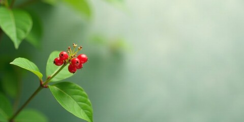 Vibrant Red Berries on Lush Green Foliage, a Close-Up Study of Nature's Beauty in a Serene Setting