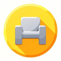 Fototapeta premium An shiny image of a silver chair with a bold outline. The background is a vibrant yellow color, adding depth and contrast.