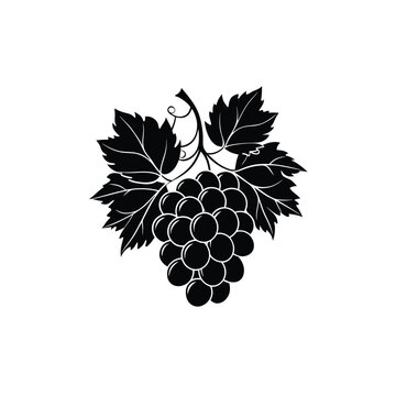 recommend clip art:  Vector illustration of black silhouette of bunch of grapes with leaves.