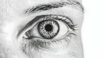 Fototapeta premium Close Up Grayscale Human Eye Detail