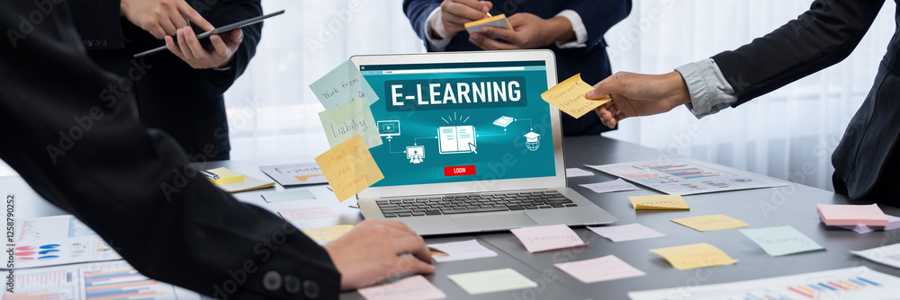 Poster e-learning website with brisk sofware for student to study online on the internet network