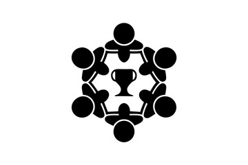 creative Black Silhouette Team Sharing Trophy Icon vector illustration