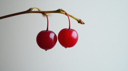 Red Berries Branch Minimalist Nature Photography Still Life