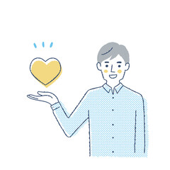 手の上にハートを乗せている男性