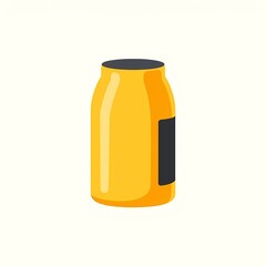 An minimalistic image of a yellow canister with a black stripe on the side. The background is a soft white color, adding depth and contrast.