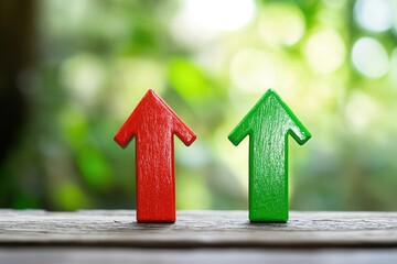 Profit growing green and red arrow icons. Isolated vector icon. Progress bar. Growing graph icons graph sign. Chart increase profit. Growth success arrow icon. EPS 10