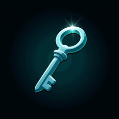 An vibrant image of a teal key with a metallic finish. The background is a midnight black color, adding depth and contrast.