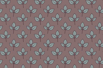 Elegant seamless pattern of stylized leaves on a muted mauve background.  Perfect for textile design, wallpaper, website backgrounds, or any project needing a touch of understated nature.