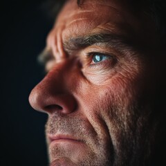 Fototapeta premium Man's weathered face in thoughtful contemplation
