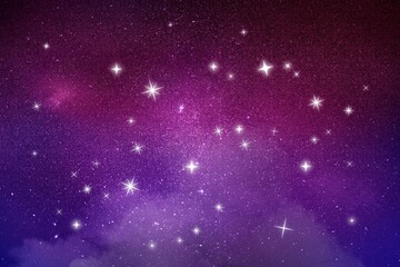 Obraz premium Space background, aesthetic sparkling dark purple sky design