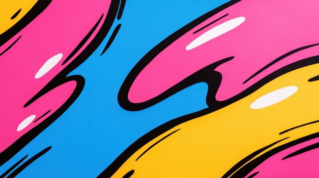 Bright colors swirl together in bold pink, yellow, and blue, creating an energetic design. This artwork embodies modern creativity and dynamic expression, ideal for interior decor
