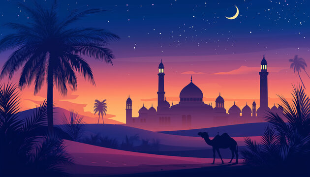 Islamic background illustration for Ramadan and Eid theme