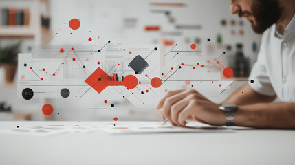 Obraz premium Professional business team working on a project together in the office Using innovation economic growth charts and network connections to accompany the data. in analyzing future trends
