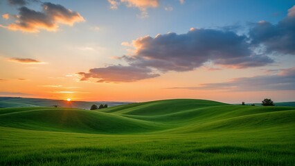 Green waves under the golden sun