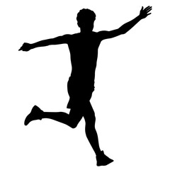 athlete. Silhouette of a Football Player Running or Jumping with Arms Spread, Legs in Motion. Sports, Athleticism, Soccer, Physical Fitness, Teamwork, Action, Strength, Competitive Spirit