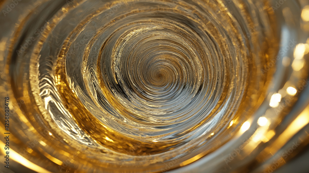 Poster An infinite vortex of swirling, mirrored reflections creating an optical illusion