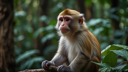 Monkey in Jungle Forest, trees,  Animal, 