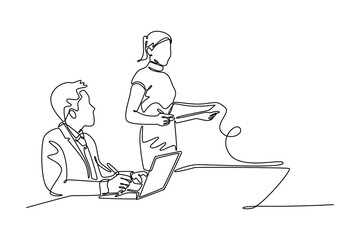 Female manager standing with documents at business meeting