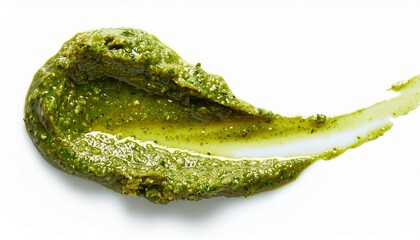 green italian pesto spread or blob isolated on white background homemade spilled sauce made of ground basil top view isolated on background png