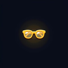An animated image of a yellow glasses with a yellow handle. The background is a midnight black color, adding depth and contrast.
