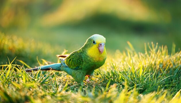 pacific parrotlet forpus coelestis on green grass forpus is a