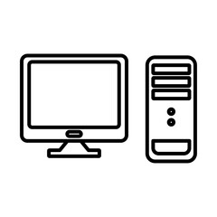 Desktop computer icon Outline vector symbol sign