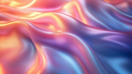 Obraz premium Iridescent holographic surface with rainbow-like light reflections creating a surreal abstract background