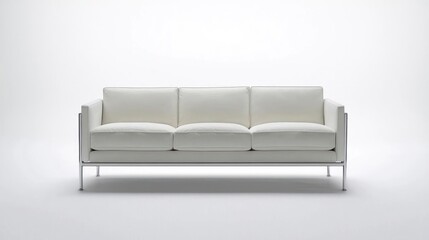 Fototapeta premium White Contemporary Sofa With Chrome Legs