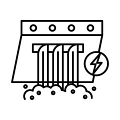 Hydroelectric dam icon Outline vector symbol sign