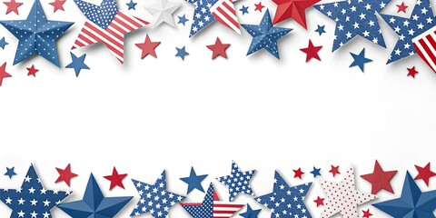 modern american patriotic decorative frame with scattered star elements
