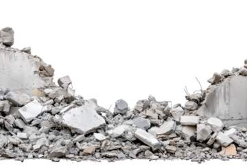  a giant concrete building rubble isolated on a transparent background