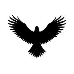 Obraz premium Minimalist black silhouette of an eagle soaring against a white background