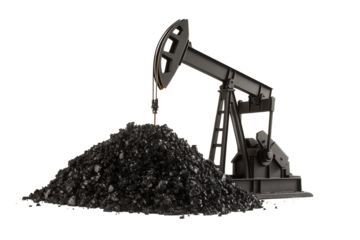 a oil pump with a crane on top isolated on a transparent background