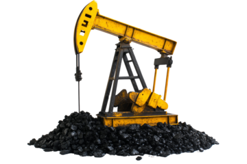 a oil pump with a crane on top isolated on a transparent background